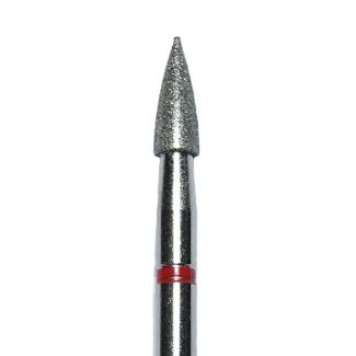 Фреза алмазная, цилиндрическая стрельчатый конец (пуля), красная, d=2,5 мм, L=8 мм