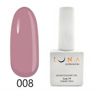 Luna 008 гель лак, пыльно розовый, 10 мл