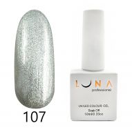 Luna 107 гель лак, серебро с перламутром, 10 мл