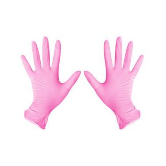 Перчатки Benovy нитриловые, одноразовые, 100 шт/50 пар, размер M, цвет розовый