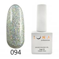Luna 094 гель лак, серебряный с микроблестками, 10 мл