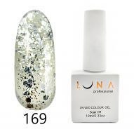 Luna 169 гель лак, прозрачный с серебряными блесками, 10 мл